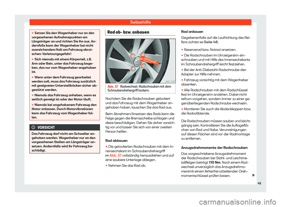 Seat Mii electric 2020  Betriebsanleitung (in German) Selbsthilfe
