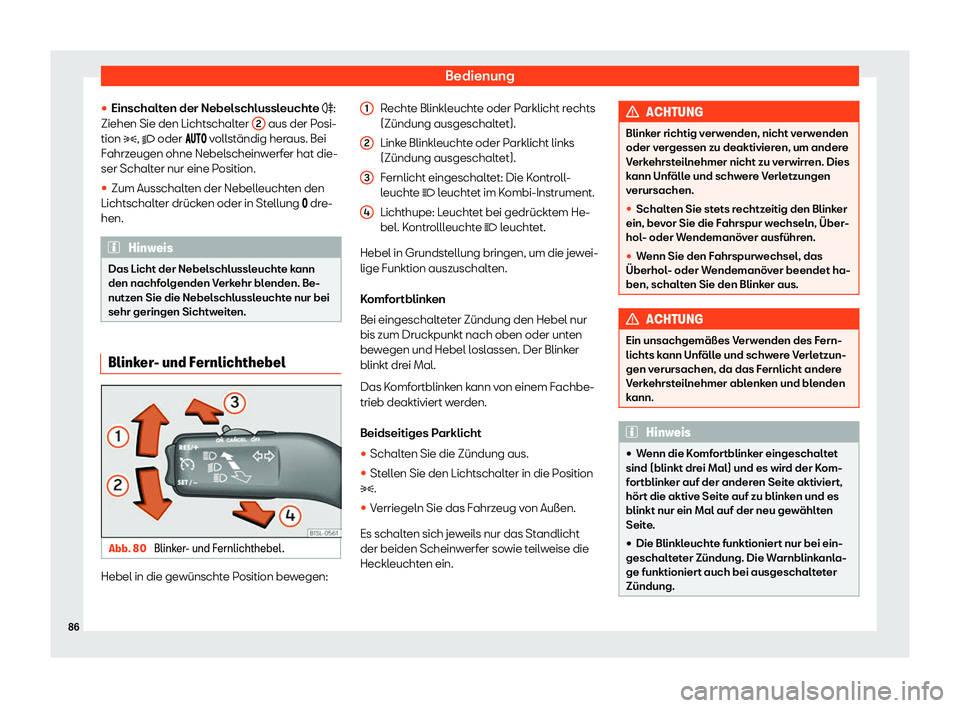 Seat Mii electric 2020  Betriebsanleitung (in German) Bedienung
