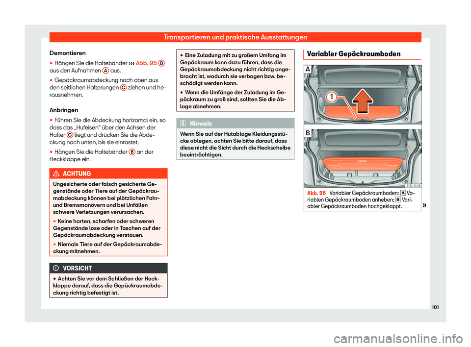 Seat Mii electric 2019  Betriebsanleitung (in German) Transportieren und praktische Ausstattungen
Demontieren

