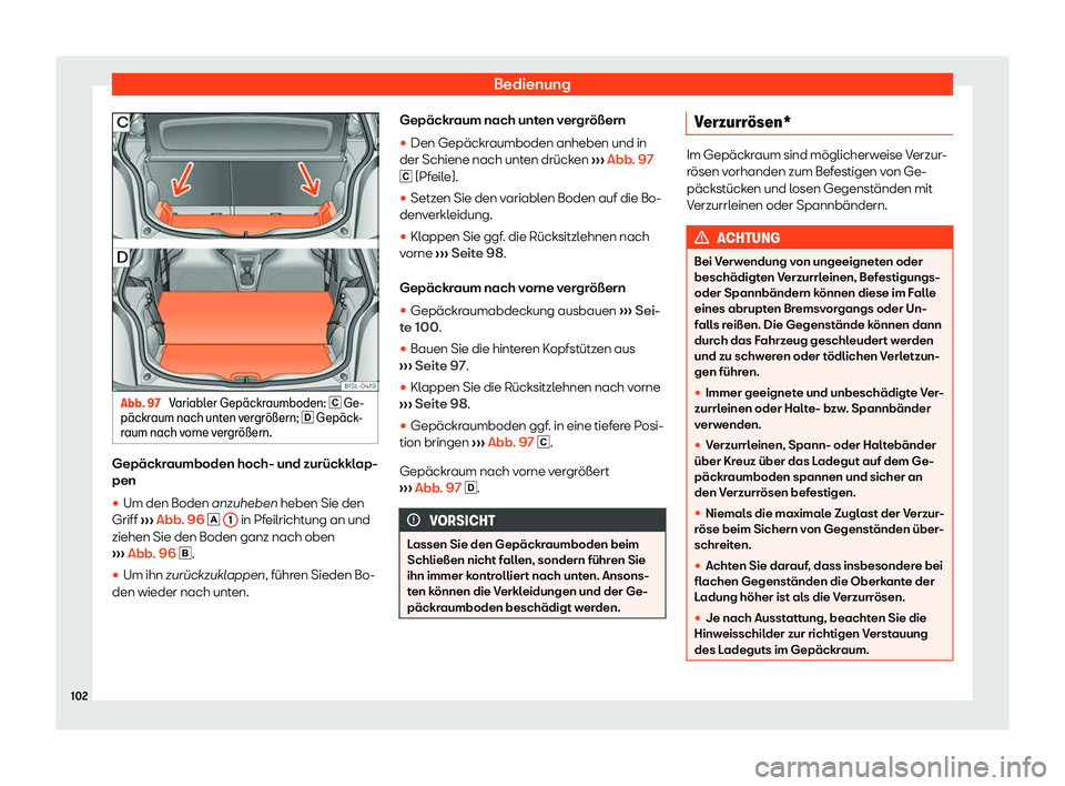 Seat Mii electric 2019  Betriebsanleitung (in German) Bedienung
Abb. 97 
Variabler Gep