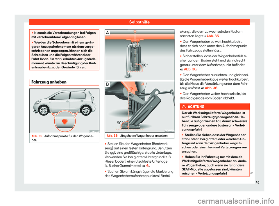 Seat Mii electric 2019  Betriebsanleitung (in German) Selbsthilfe
