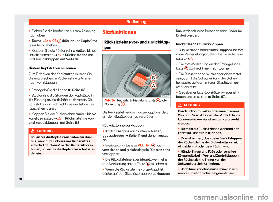 Seat Mii electric 2019  Betriebsanleitung (in German) Bedienung
