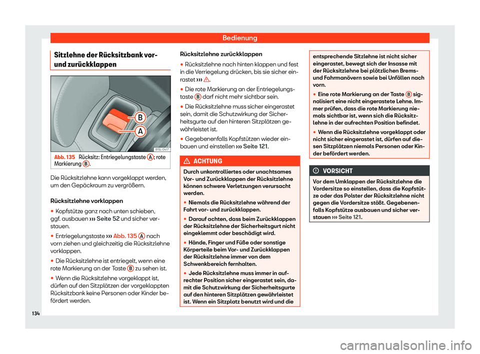 Seat Mii electric 2018  Betriebsanleitung (in German) Bedienung
Sitzlehne der R