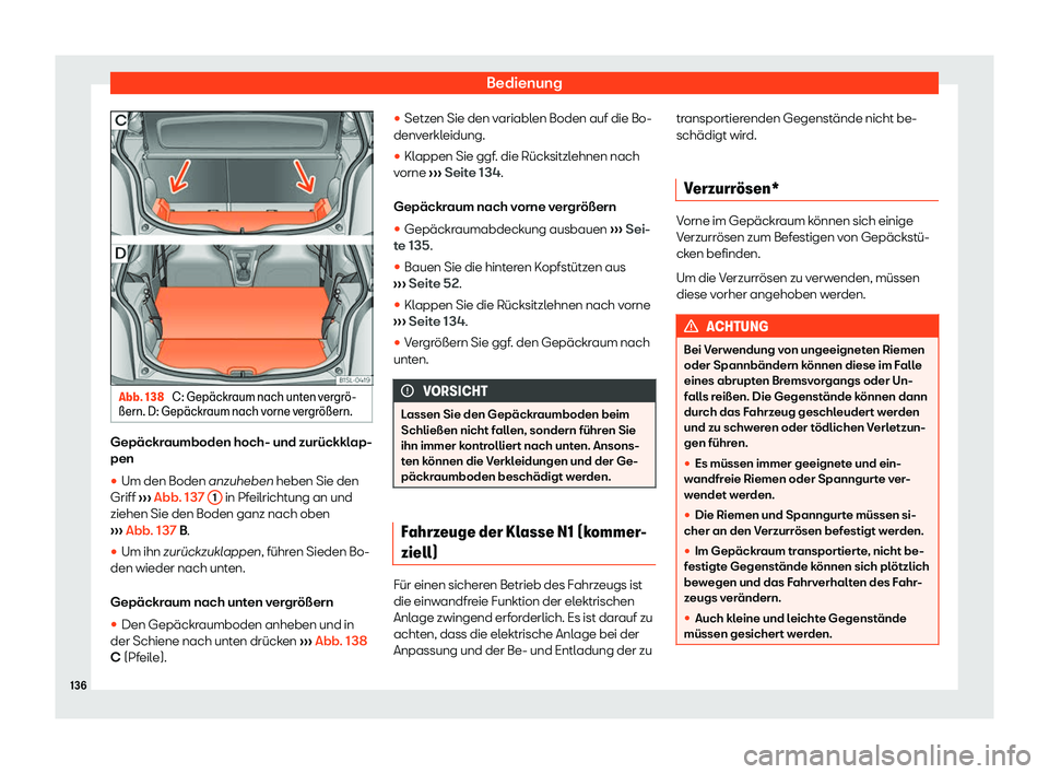 Seat Mii electric 2018  Betriebsanleitung (in German) Bedienung
Abb. 138 
C: Gep