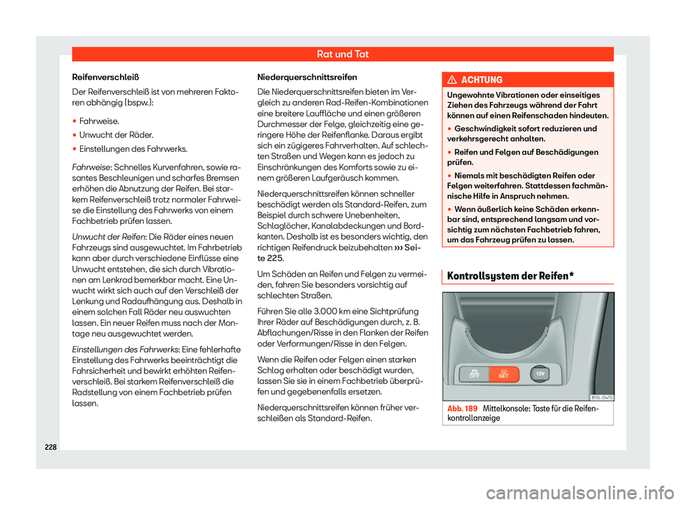 Seat Mii electric 2018  Betriebsanleitung (in German) Rat und Tat
Reifenverschlei