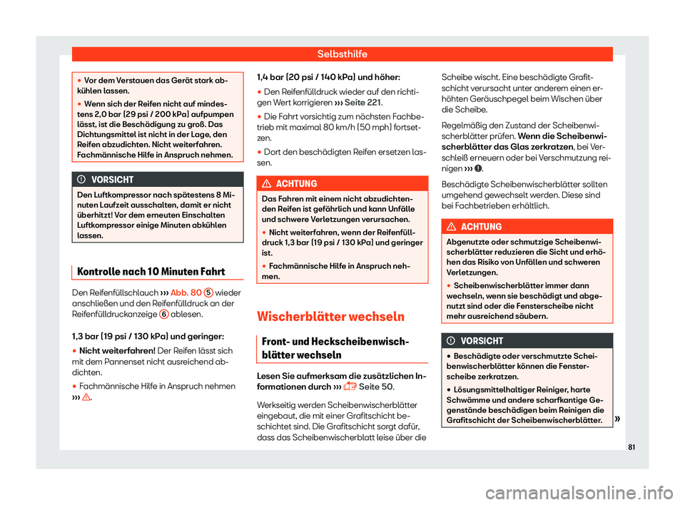 Seat Mii electric 2018  Betriebsanleitung (in German) Selbsthilfe
