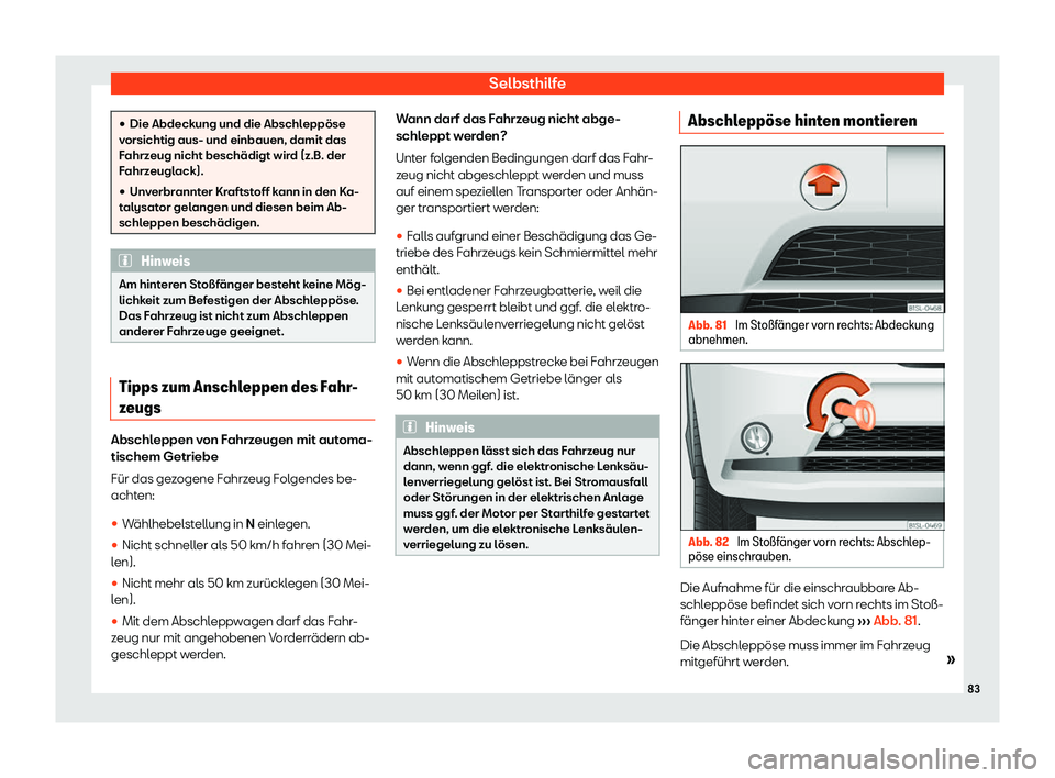 Seat Mii electric 2018  Betriebsanleitung (in German) Selbsthilfe
