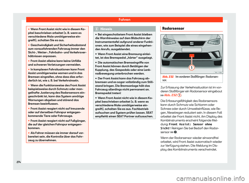 Seat Ibiza 2018  Betriebsanleitung (in German) Fahren
