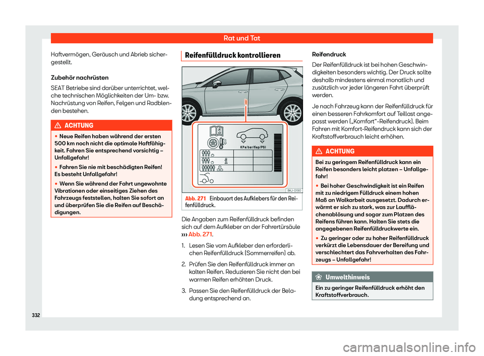 Seat Ibiza 2018  Betriebsanleitung (in German) Rat und Tat
Haftverm