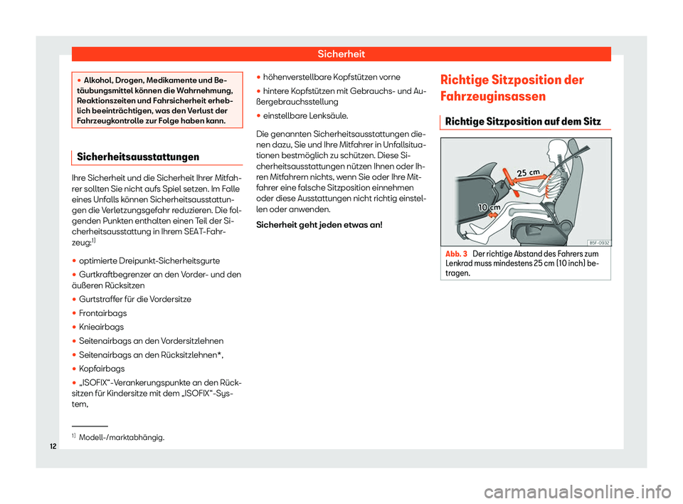 Seat Leon 2019  Betriebsanleitung (in German) Sicherheit
