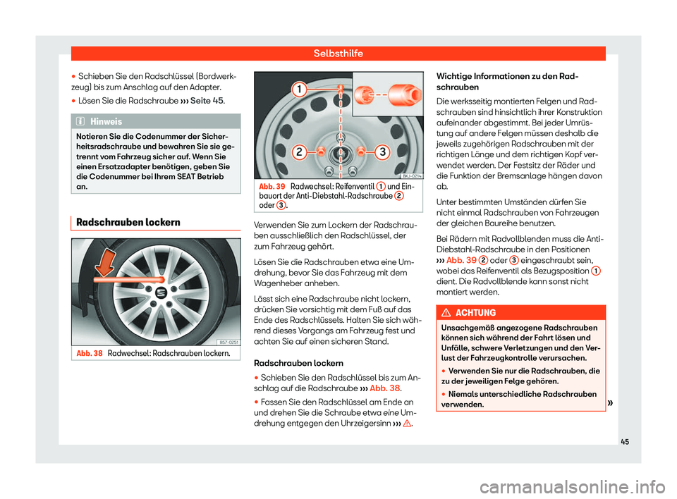 Seat Leon 2019  Betriebsanleitung (in German) Selbsthilfe
