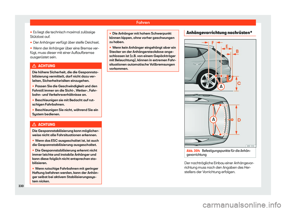 Seat Leon Sportstourer 2018  Betriebsanleitung (in German) Fahren
