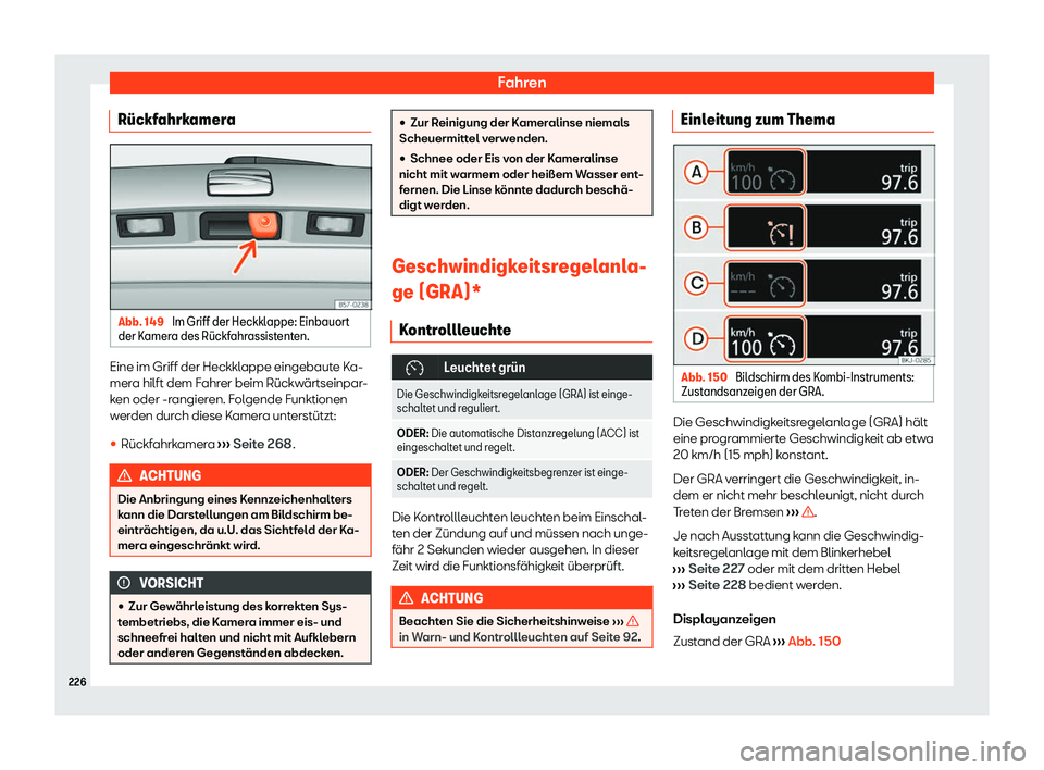 Seat Arona 2020  Betriebsanleitung (in German) Fahren
R
