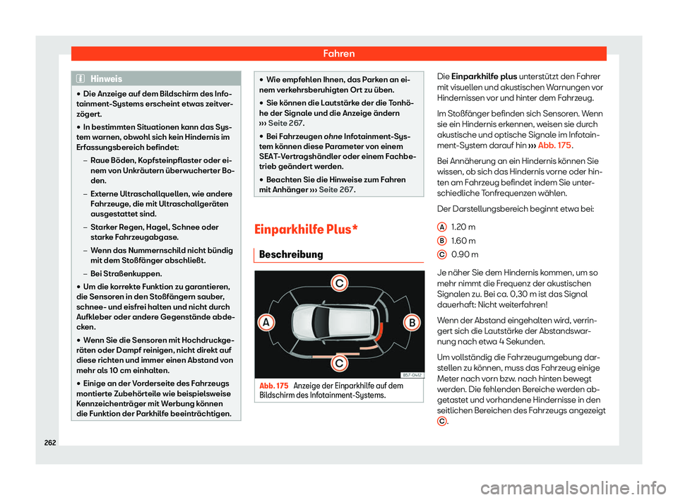 Seat Arona 2020  Betriebsanleitung (in German) Fahren
Hinweis
