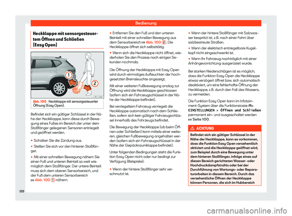 Seat Ateca 2020  Betriebsanleitung (in German) Bedienung
Heckklappe mit sensorgesteuer-
t em 