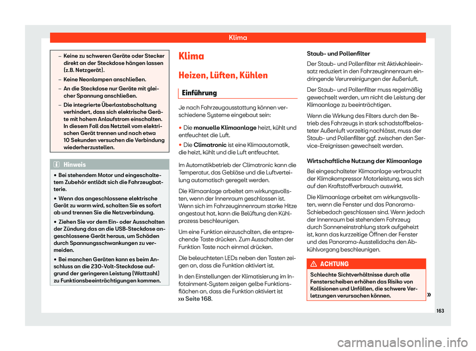 Seat Ateca 2020  Betriebsanleitung (in German) Klima
�