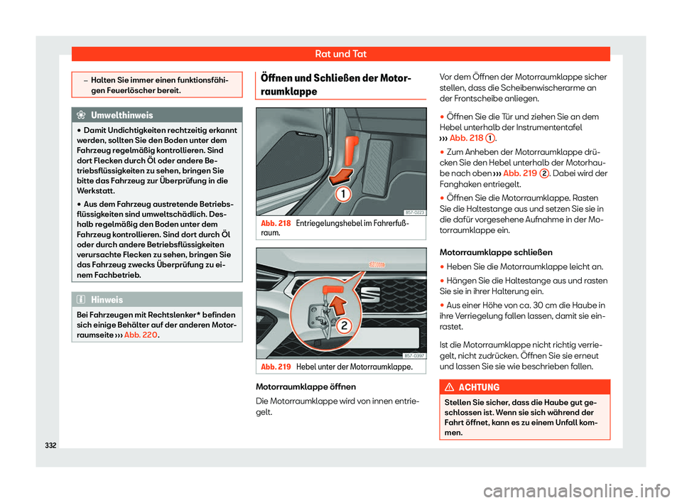 Seat Ateca 2020  Betriebsanleitung (in German) Rat und Tat
�