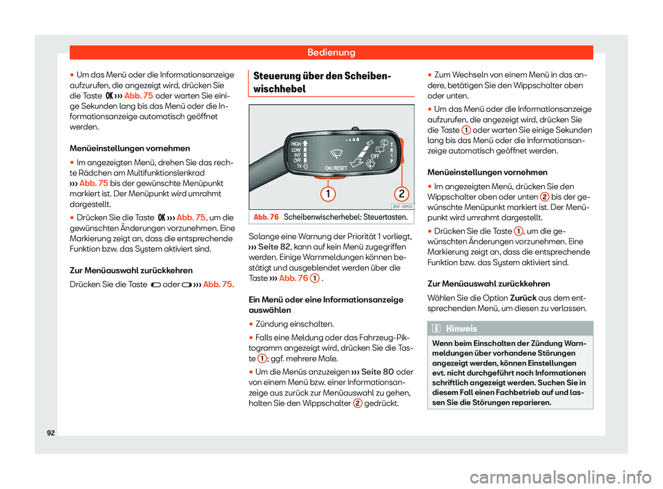 Seat Ateca 2020  Betriebsanleitung (in German) Bedienung
