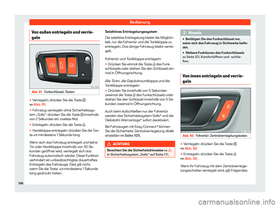 Seat Ateca 2019  Betriebsanleitung (in German) Bedienung
Von au