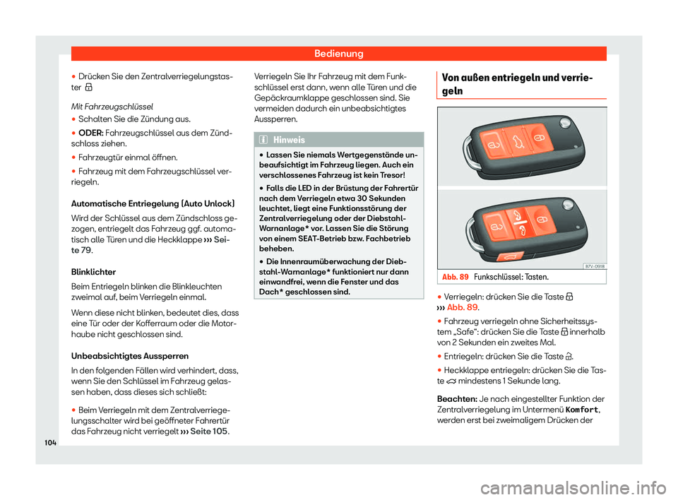 Seat Alhambra 2020  Betriebsanleitung (in German) Bedienung
