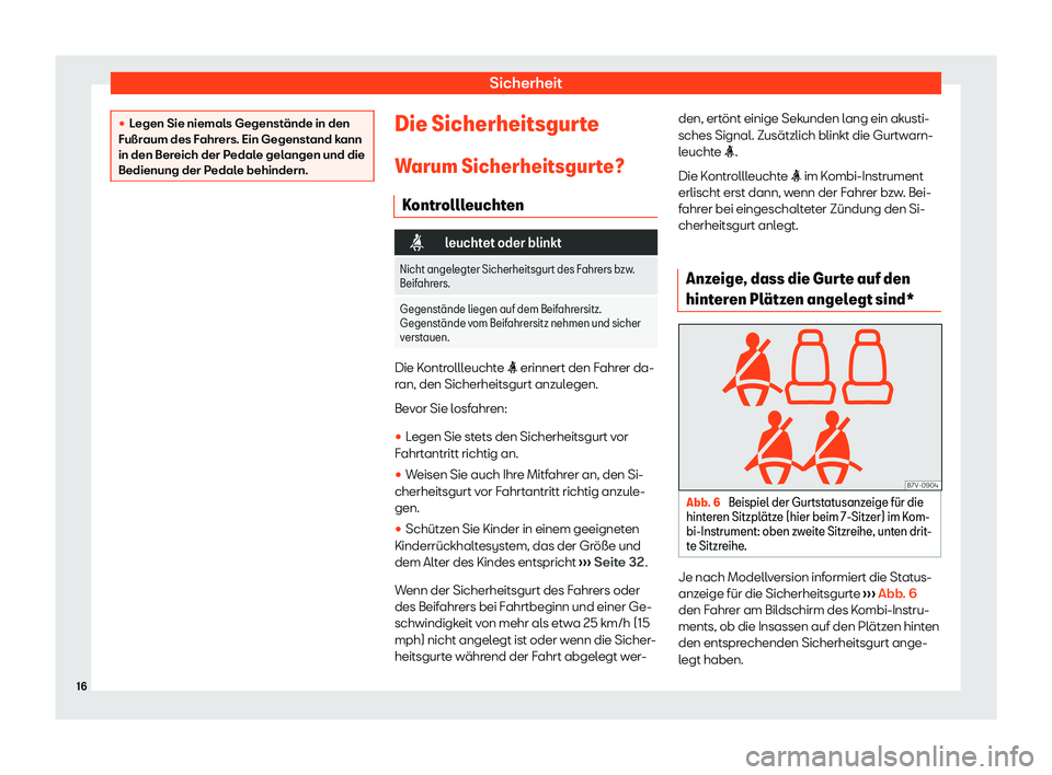 Seat Alhambra 2020  Betriebsanleitung (in German) Sicherheit
