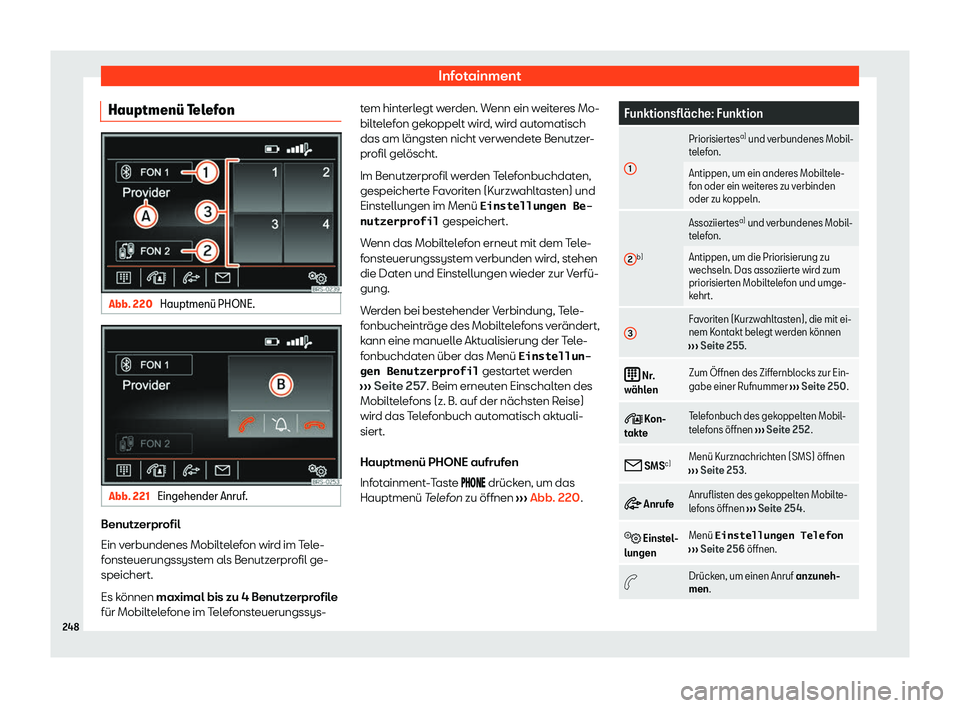 Seat Alhambra 2020  Betriebsanleitung (in German) Infotainment
Hauptmen