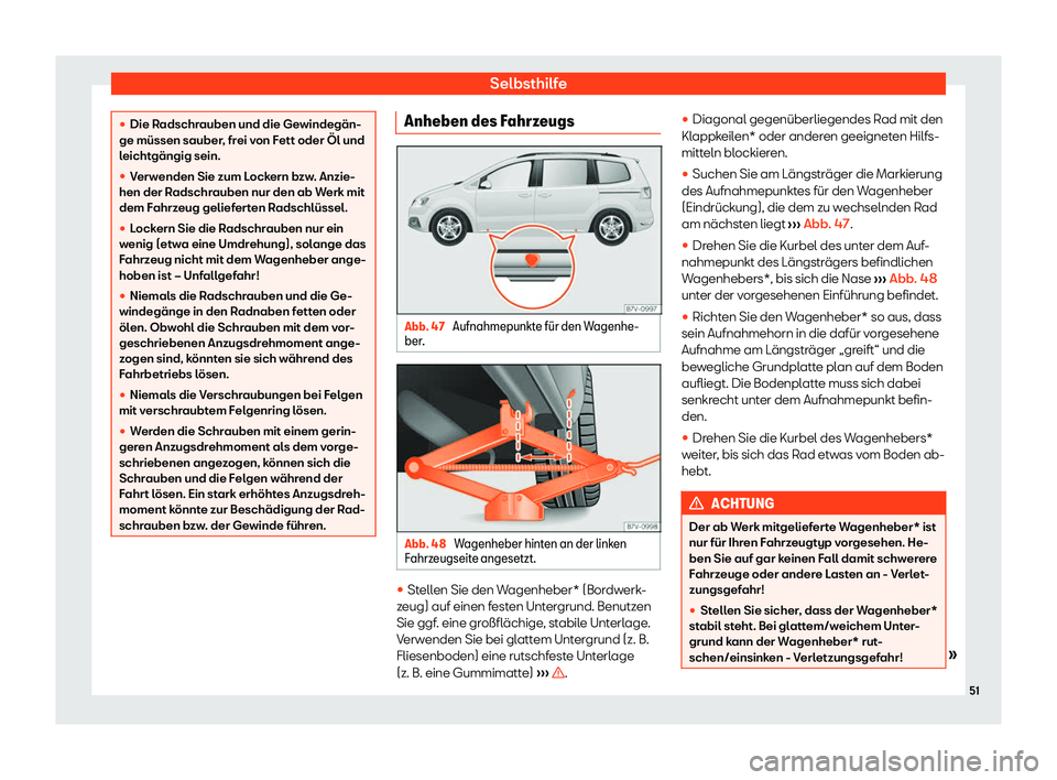 Seat Alhambra 2020  Betriebsanleitung (in German) Selbsthilfe
