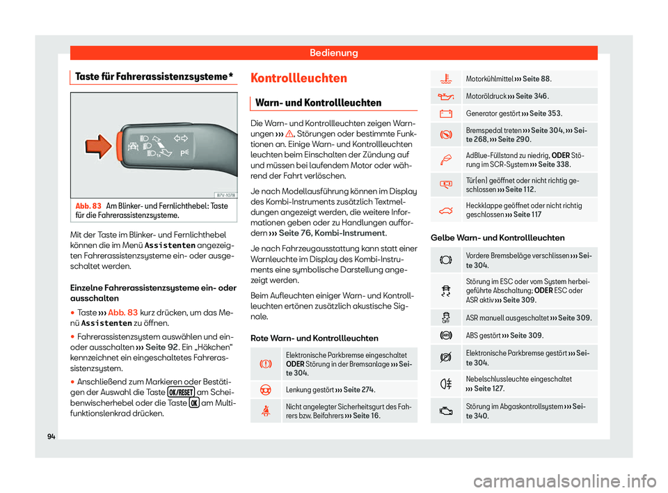 Seat Alhambra 2020  Betriebsanleitung (in German) Bedienung
Taste f