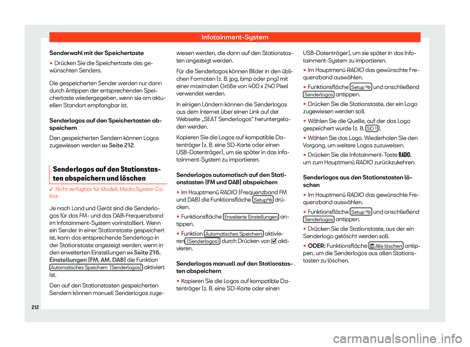 Seat Alhambra 2019  Betriebsanleitung (in German) Infotainment-System
Senderwahl mit der Speichertaste
