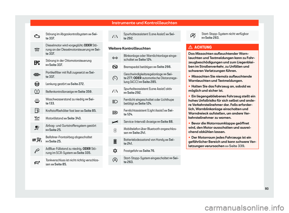 Seat Alhambra 2019  Betriebsanleitung (in German) Instrumente und Kontrollleuchten
�;
St