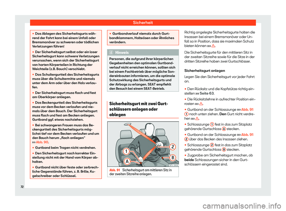 Seat Alhambra 2018  Betriebsanleitung (in German) Sicherheit
