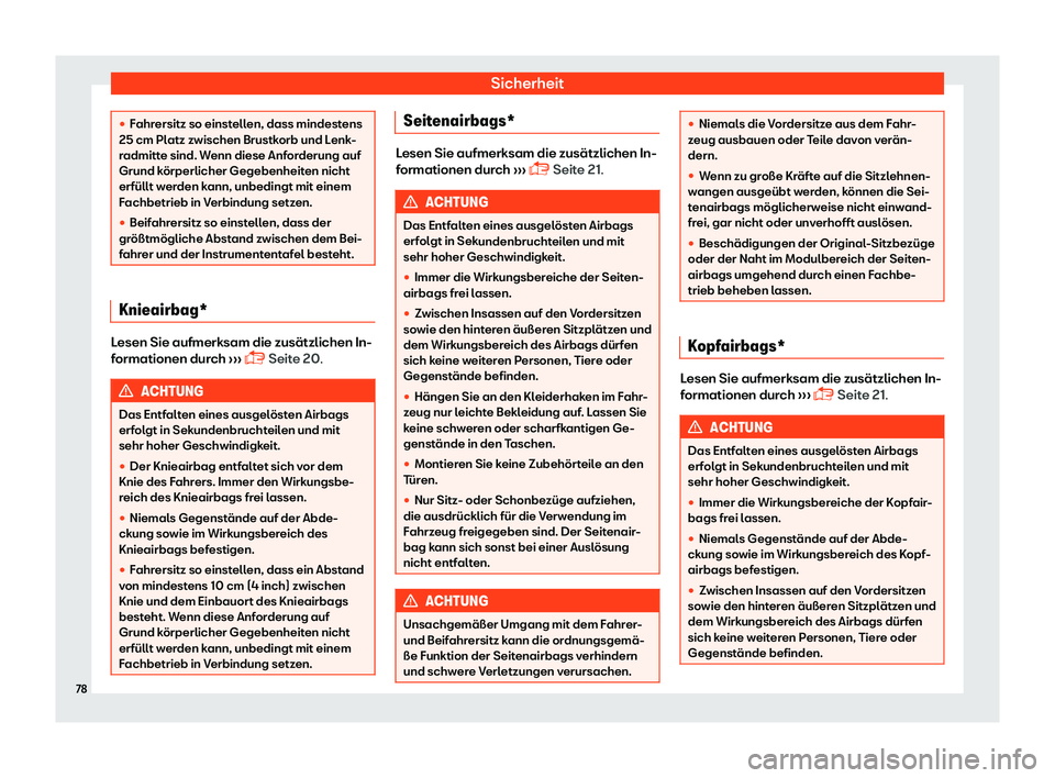 Seat Alhambra 2018  Betriebsanleitung (in German) Sicherheit
