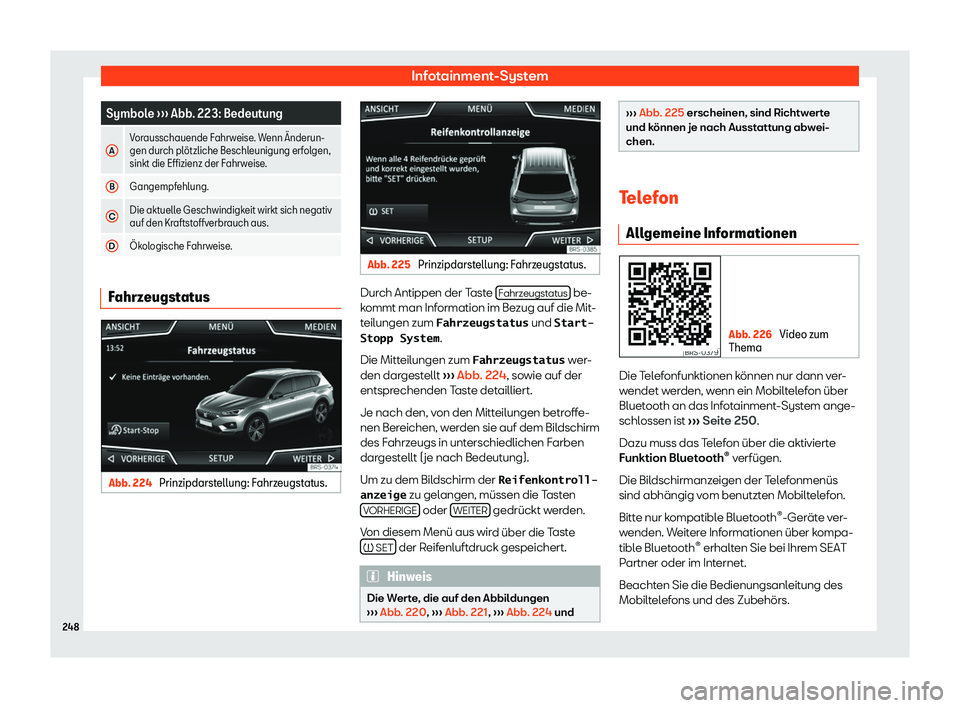 Seat Tarraco 2019  Betriebsanleitung (in German) Infotainment-System
Symbole 
