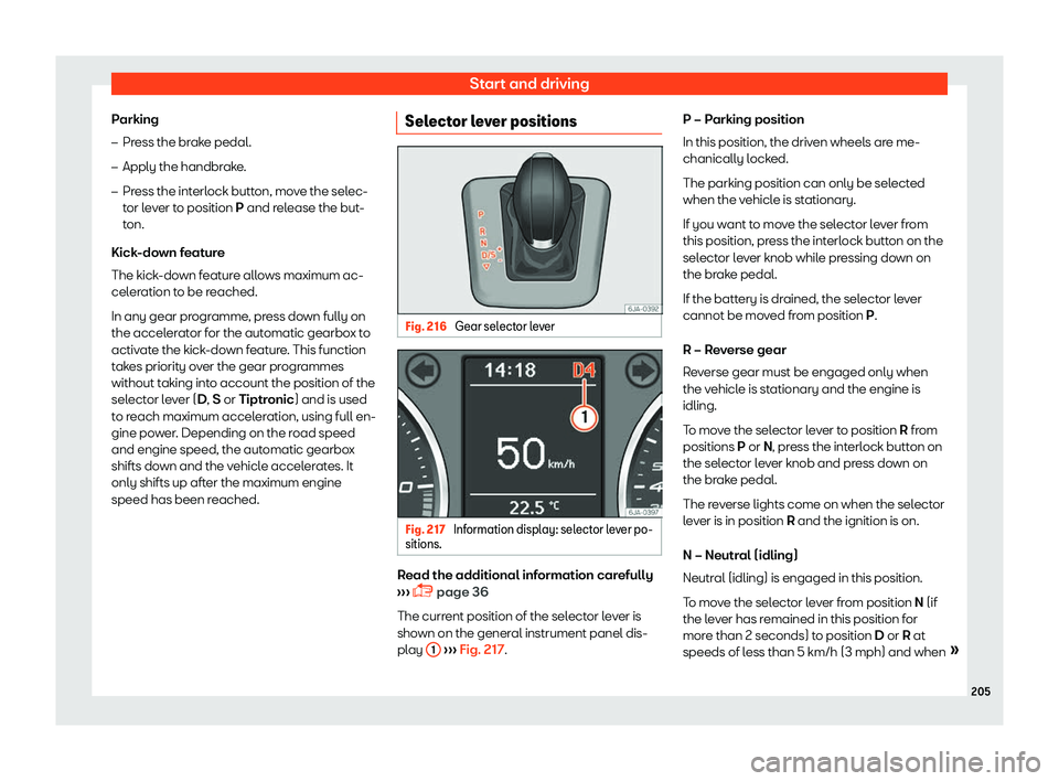 SEAT TOLEDO 2019  Owners Manual Start and driving
Parking
�