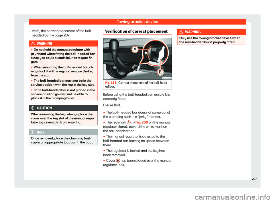 SEAT TOLEDO 2019  Owners Manual Towing bracket device
�