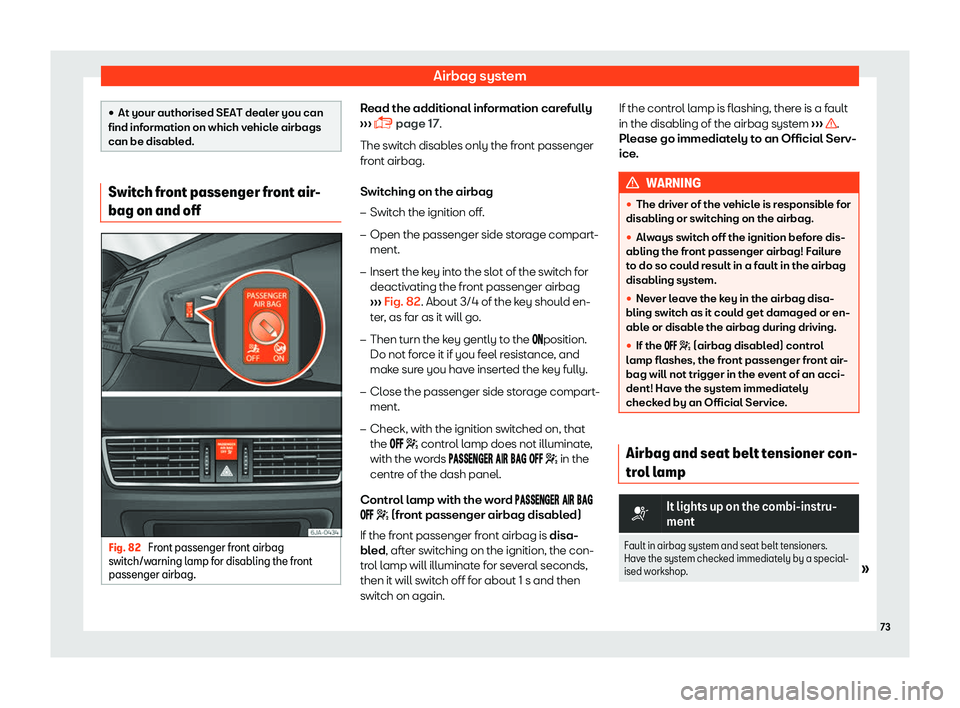 SEAT TOLEDO 2019 Manual PDF Airbag system
