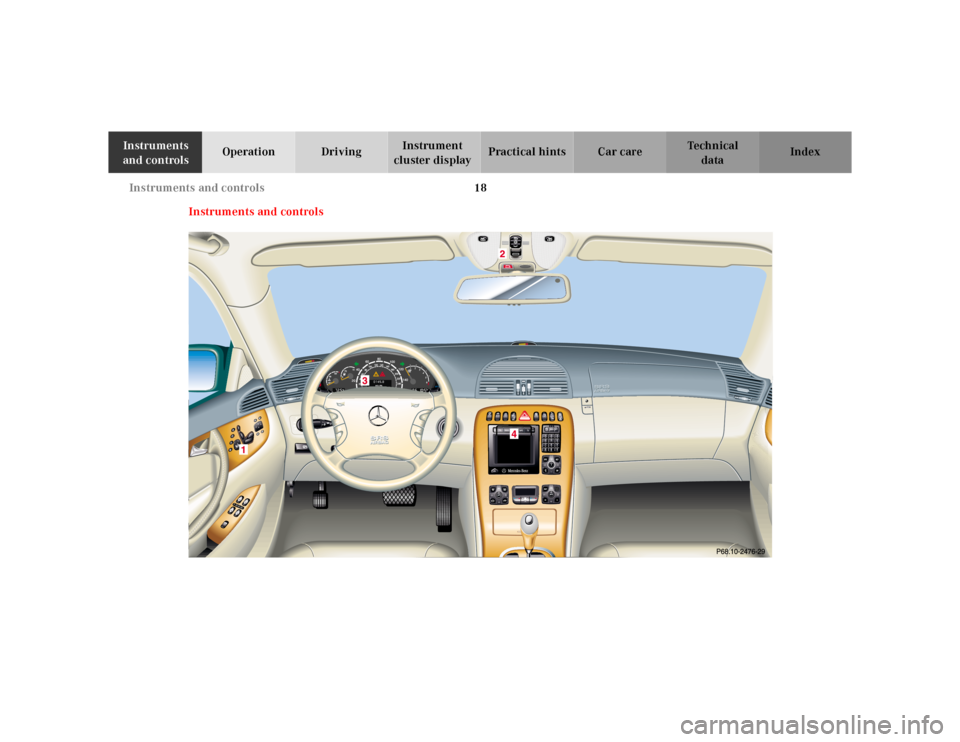 MERCEDES-BENZ CL600 2000 W140 Owners Guide 18 Instruments and controls
Te ch n ica l
data Instruments
and controlsOperation DrivingInstrument
cluster displayPractical hints Car care Index
Instruments and controls
3 MERCEDES-BENZ CL600 2000 W140 Owners Guide 18 Instruments and controls
Te ch n ica l
data Instruments
and controlsOperation DrivingInstrument
cluster displayPractical hints Car care Index
Instruments and controls
3