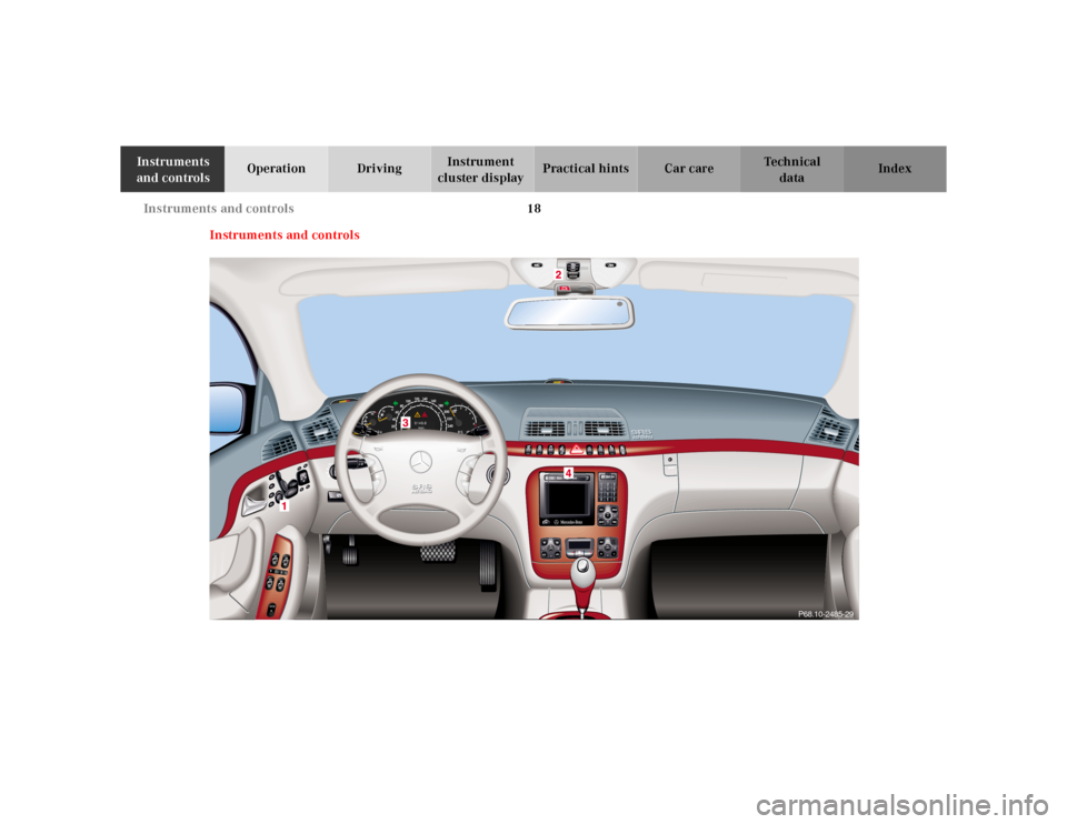 MERCEDES-BENZ E-Class 2001 W210 Owners Manual 18 Instruments and controls
Te ch n ica l
data Instruments 
and controlsOperation DrivingInstrument 
cluster displayPractical hints Car care Index
Instruments and controls
33
333
P68.10-2485-29 