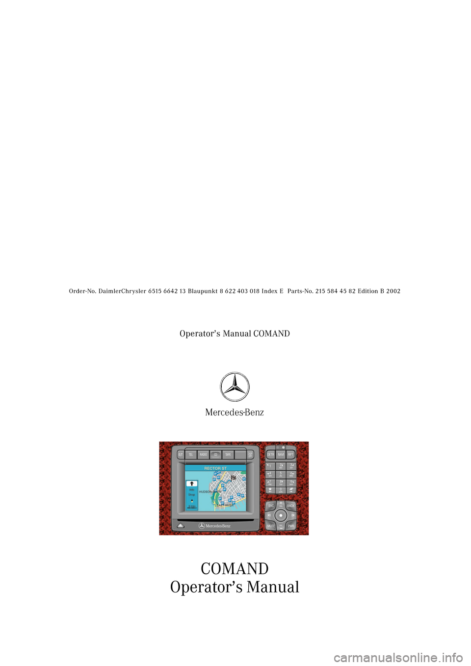 MERCEDES-BENZ S-Class 2002 W220 Comand Manual 