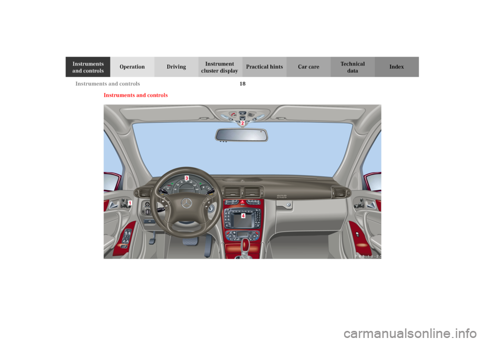 MERCEDES-BENZ C320 2002 W203 Owners Guide 18 Instruments and controls
Te ch n i c a l
data Instruments 
and controlsOperation DrivingInstrument 
cluster displayPractical hints Car care Index
Instruments and controls
P 68.10-2594-29
OM_203.boo
