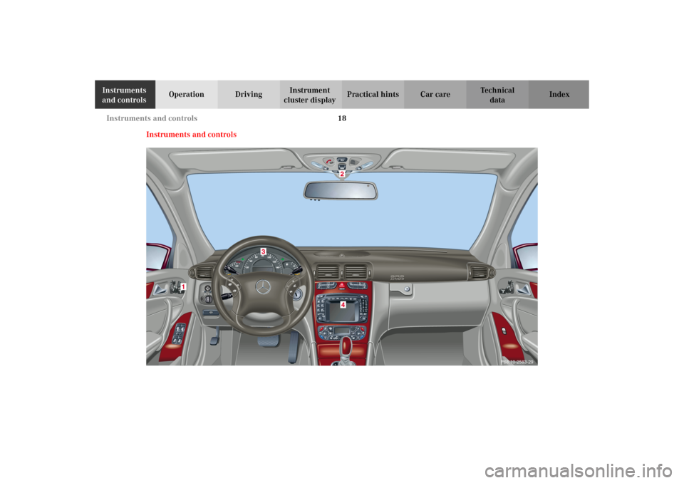 MERCEDES-BENZ C320 WAGON 2002 S203 Owners Guide 18 Instruments and controls
Te ch n i c a l
data Instruments 
and controlsOperation DrivingInstrument 
cluster displayPractical hints Car care Index
Instruments and controls
P68.10-2583-29
S203.book S