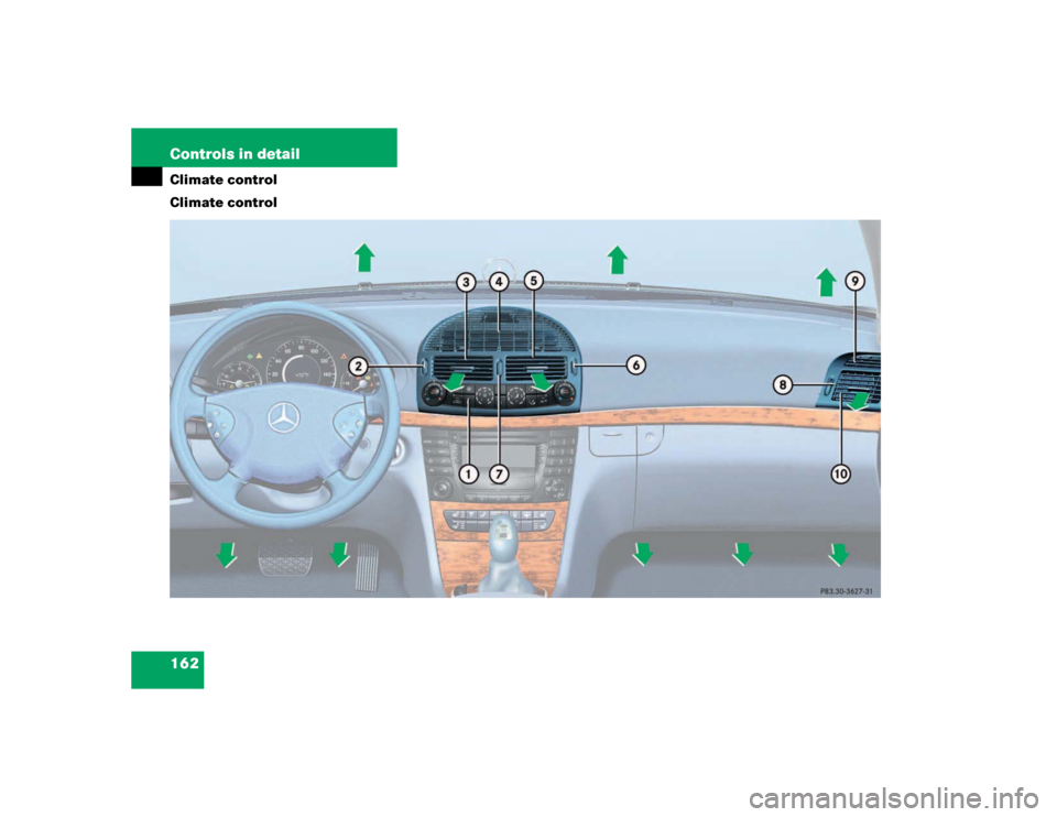MERCEDES-BENZ E500 2003 W211 Owners Manual 162 Controls in detailClimate control
Climate control 