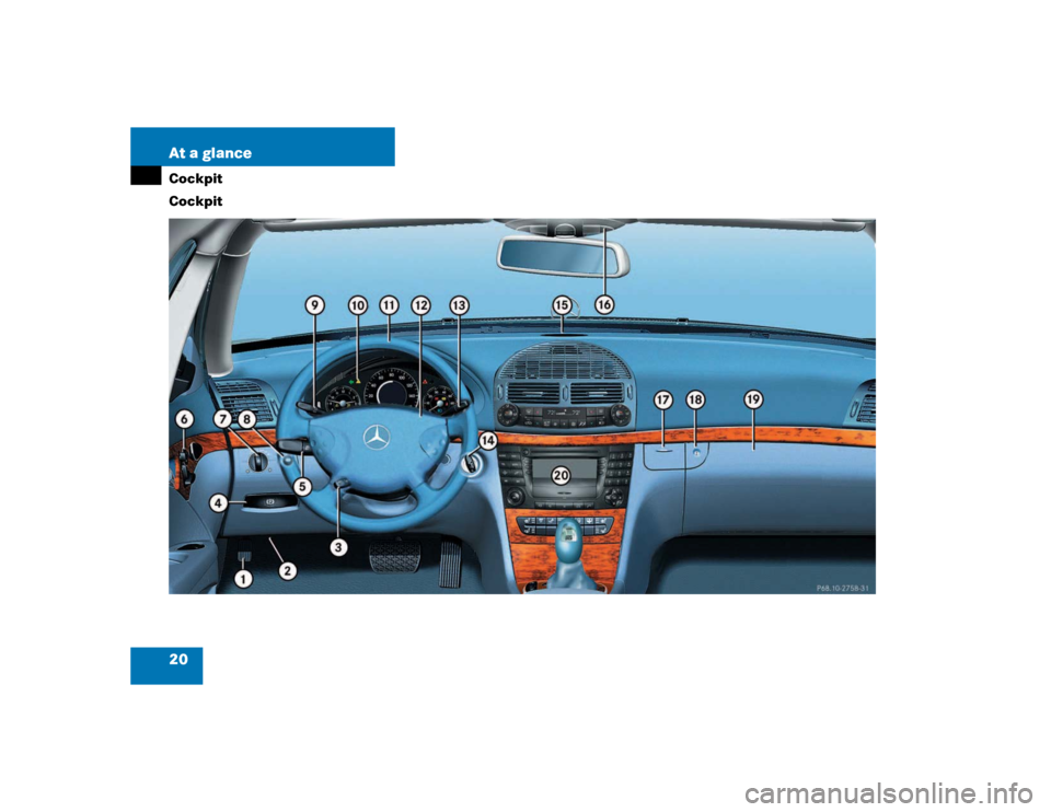 MERCEDES-BENZ E320 2003 W211 User Guide 20 At a glanceCockpit
Cockpit 