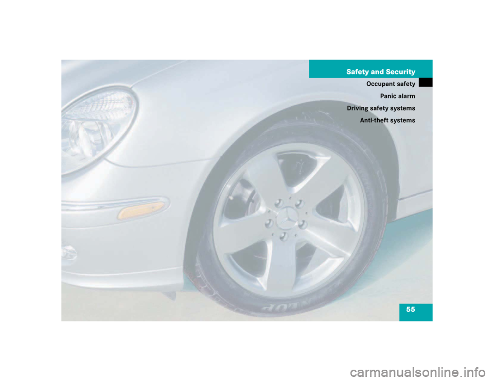 MERCEDES-BENZ E500 2003 W211 Workshop Manual 55 Safety and Security
Occupant safety
Panic alarm
Driving safety systems
Anti-theft systems 