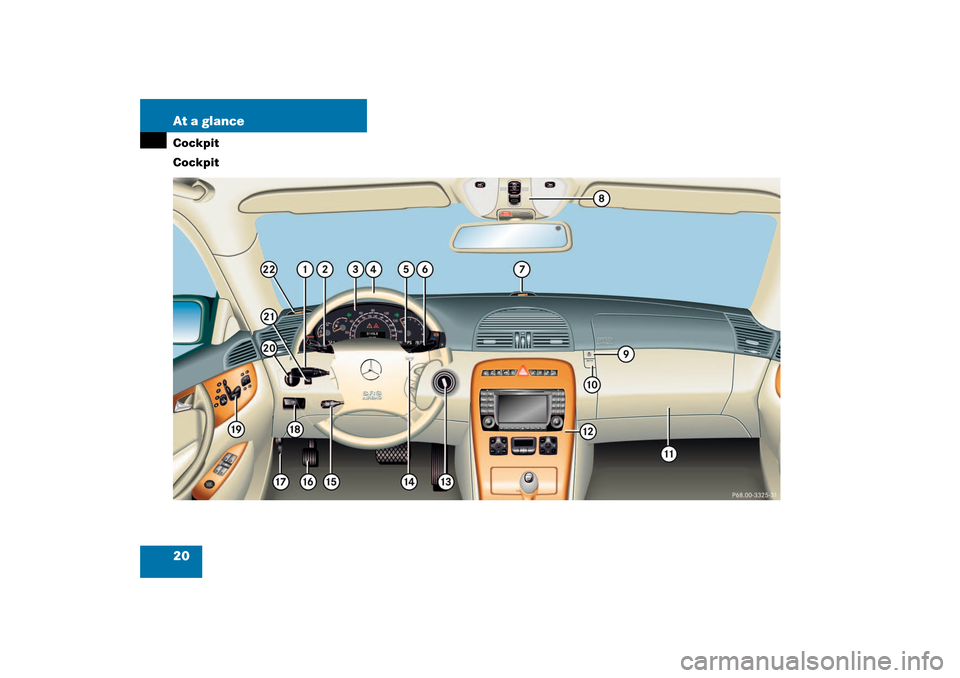 MERCEDES-BENZ CL500 2003 C215 User Guide 20 At a glanceCockpit
Cockpit 
