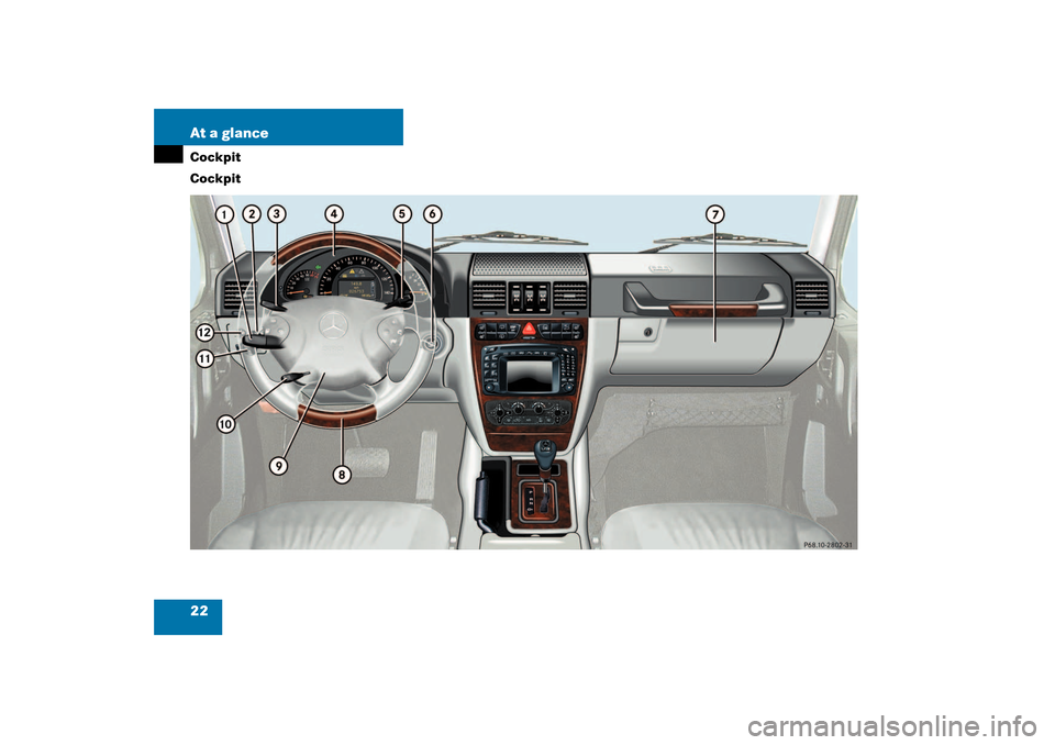 MERCEDES-BENZ G55AMG 2003 W463 Owners Guide 22 At a glanceCockpit
Cockpit 