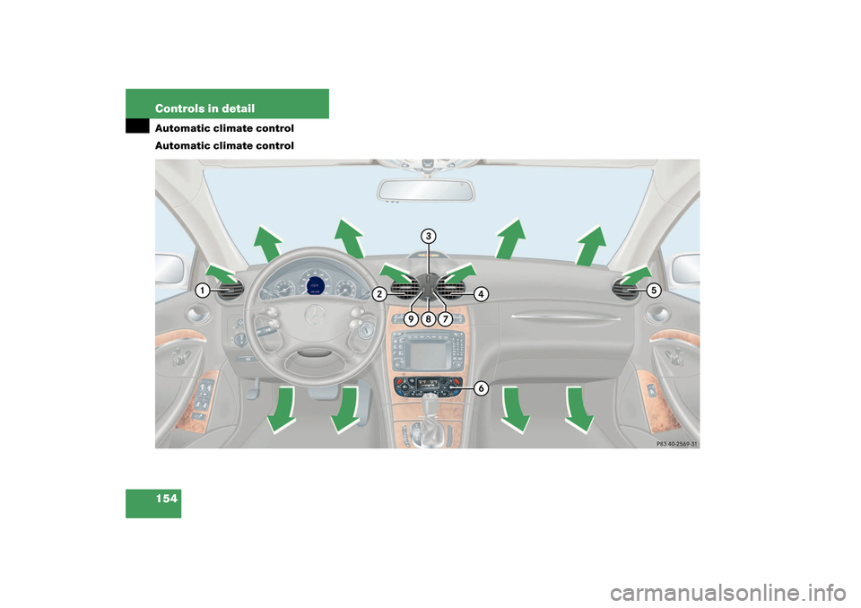 MERCEDES-BENZ CLK320 COUPE 2003 C209 Owners Manual 154 Controls in detailAutomatic climate control
Automatic climate control 