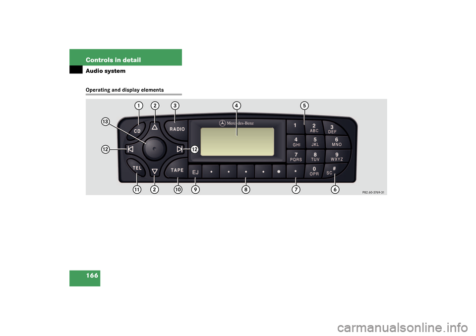 MERCEDES-BENZ CLK55AMG COUPE 2003 C209 Owners Manual 166 Controls in detailAudio systemOperating and display elements 