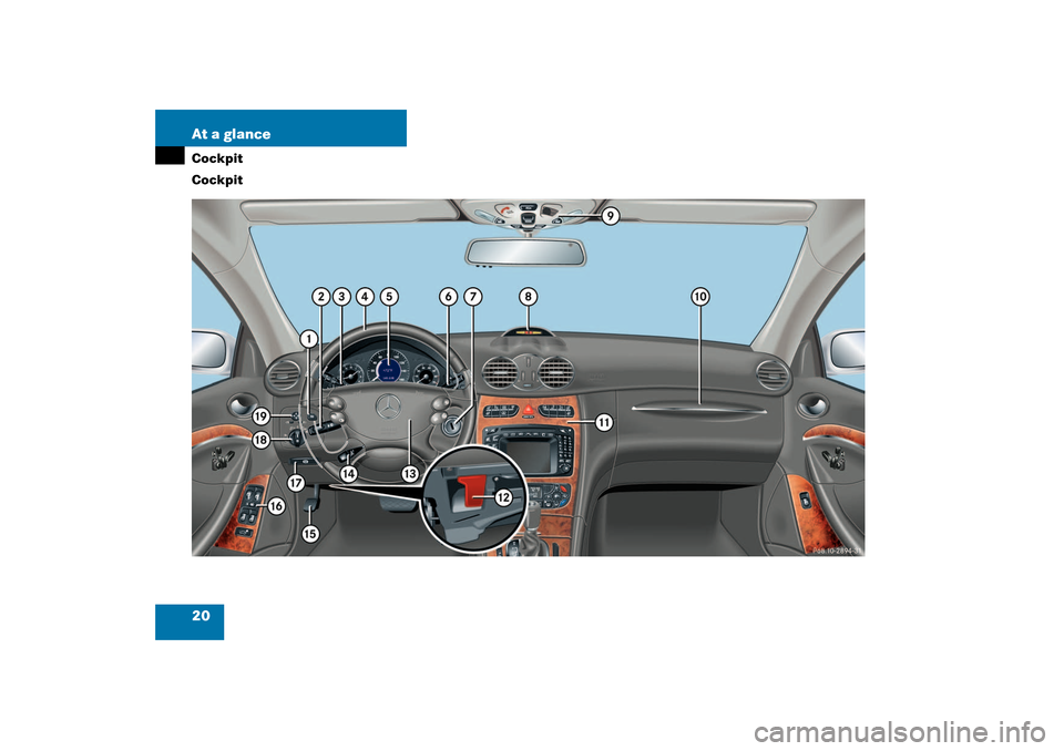 MERCEDES-BENZ CLK320 COUPE 2003 C209 User Guide 20 At a glanceCockpit
Cockpit 