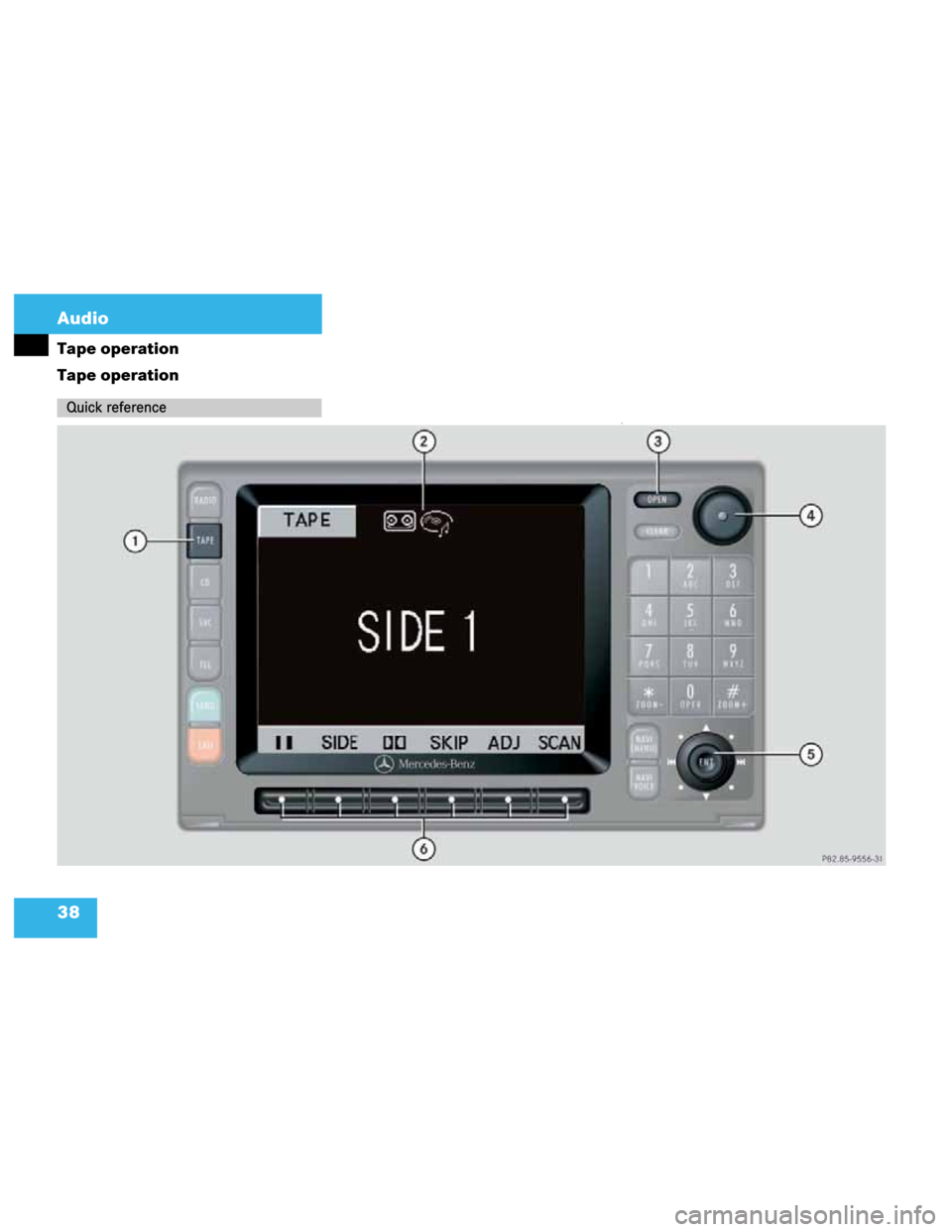 MERCEDES-BENZ M-Class 2003 W163 Comand Manual 38 Audio
Tape operation
Tape operation
rQuick reference 